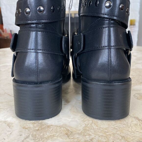 NWT Design Concept Studio Leather Studded Motorcycle Harness Boots - Picture 11 of 14